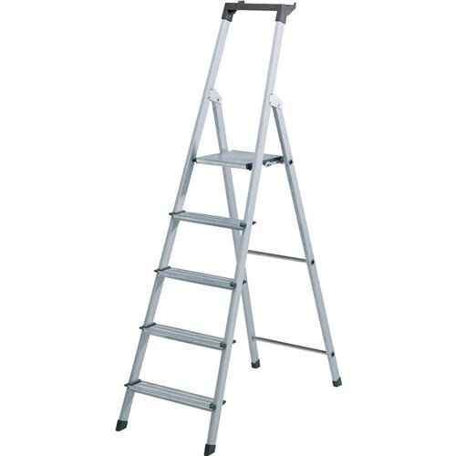 Stufenstehleiter Alu.6Stufen einseitig begehbar elox.Holme Arbeitshöhe ca.3250mm Image