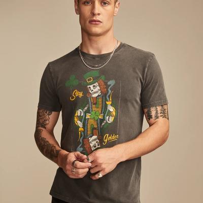 Lucky Brand Stay Gold Card Tee - Men's Clothing Tops Shirts Tee Graphic T Shirts in Raven, Size XL