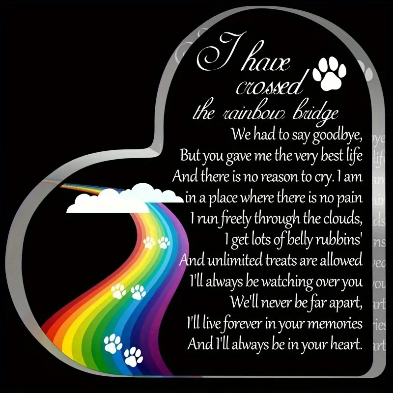 Rainbow Bridge Acryl-Andenken – Sympathie- und Erinnerungsgeschenk für Haustierverlust, Gedenkdekoration für Hund oder Katzen Image