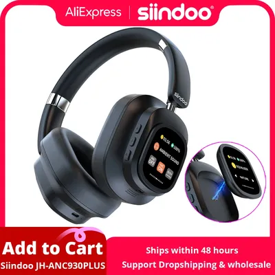 Siindoo JH-ANC930Plus Hybrid-Funkkopfhörer, aktive Geräuschunterdrückung mit Multi-Magnet-Touch-Control-LED-Bildschirm Image
