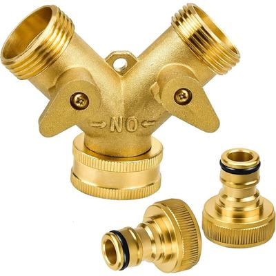 Ersandy - Y-Stecker 2-Wege-Y-Verteiler mit 3/4-Zoll-Messing-Schnellanschluss für den Anschluss von Image