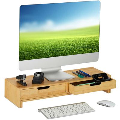 Monitorständer für 2 Monitore, ausziehbar, verstellbar, hbt: 11x107x22 cm, Schreibtisch Image