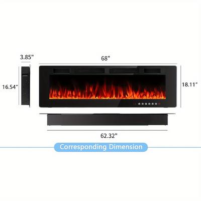 TEMU 68 Embedded Mounted Fireplace, Led Fireplace , Touch , , 1500w, ,