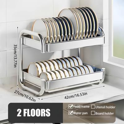 TEMU Stainless Steel Dish Rack, 2/3 Tier Dish Drying Rack, Kitchen Drying Rack, Dish Drying Rack