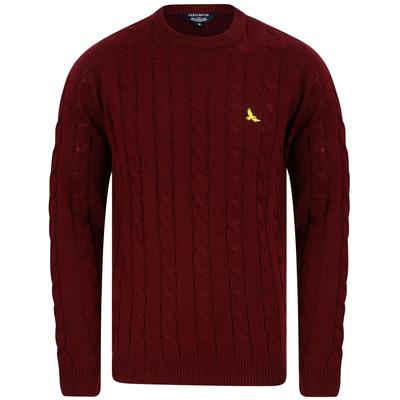Jumpers Clyde Cable Knit Crew Neck Jumper in Claret - Kensington Eastside / L - Tokyo Laundry