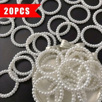 TEMU 20pcs Acrylic Pearl Beads Rings - 38mm Round Loop Beads For Diy Phone Cases, Baroque Jewelry Making, And Fashion Accessories Image
