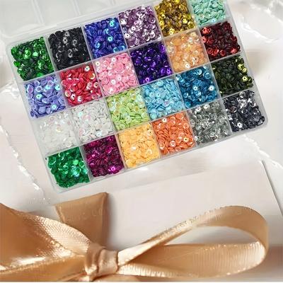 TEMU 5mm Colored Sequins Cup Set With Storage Box - Crafts, Sewing, Jewelry Making, And Holiday Decorations, Suitable For Diy Crafts, Sewing, Nail Art, Costumes, Halloween Cosplay, And More.