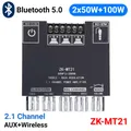 ZK-MT21 Scheda amplificatore di potenza digitale 2x50W + 100W Subwoofer a 2.1 canali AUX 12V 24V Audio Stereo Bluetooth 5.0 Amplificatore per basso