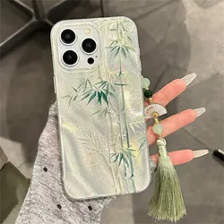 Süßes Bambus-Federgarn, grün, neue Hülle für Samsung Galaxy A73 A72 A55 A54 A53 A52 A34 A33 A32 A23
