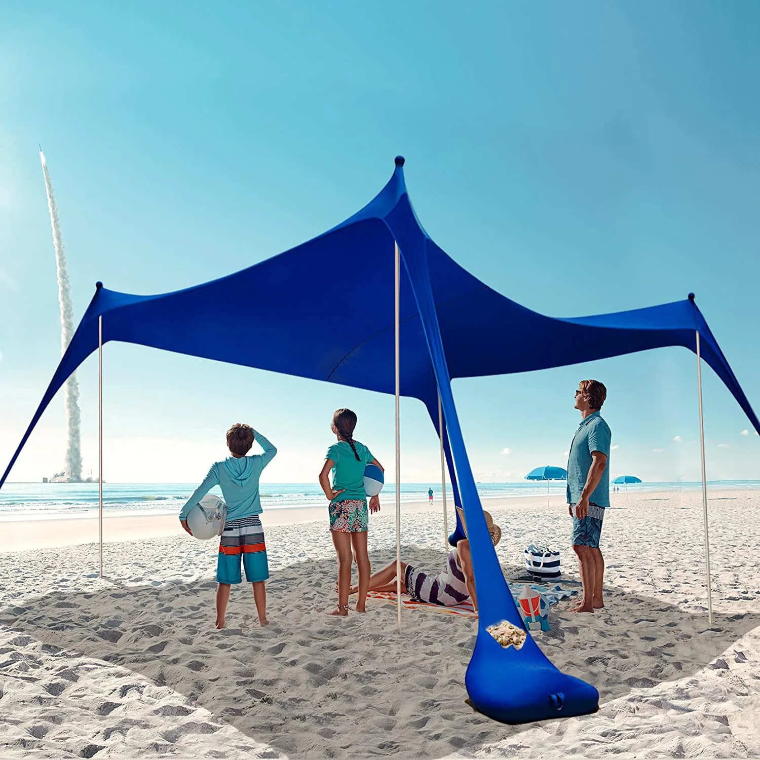 Outdoor Strand Zelt Tragbare Camping Sonnenschutz UPF50 + Familie Meer Reise Zelt Outdoor Winddicht Einteiliges Strand Baldachin Image
