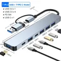 Hub USB C Hub USB 3.0, prolunga USB 7 in 1 in alluminio, splitter USB con 1 X USB 3.0, 4 porte USB 2.0 e 2 X USB C