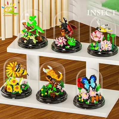 HUIQIBAO MOC Blumentopf Micro Baustein Sukkulenten Blumenstrauß Mini 3D Diamant Modell Ziegel DIY Spielzeug für Kinder Schreibtisch Dekor. Image