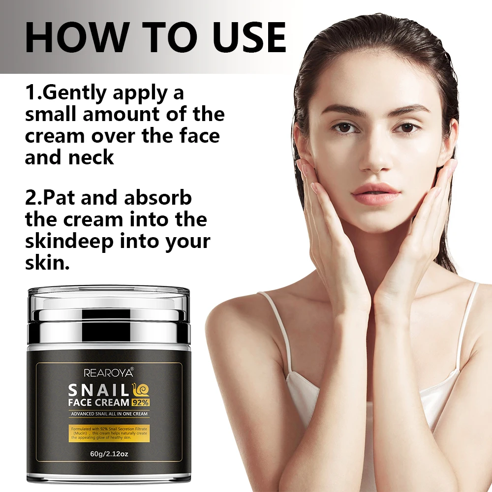 Rearoya Schnecke Essenz Gesichts creme Lifte strafft stärkt die Elastizität reduziert Falten lässt die Haut kräftiger jugendlich aussehen Image