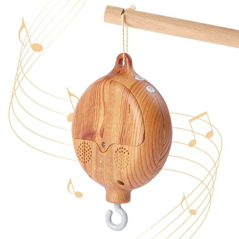 Revolving Spieluhr Für Neugeborene Baby Krippe Nachahmung Holz Farbe Hängen Rassel Baby Beruhigende Musical Spielzeug 0-12 monate Baby Geschenk Image