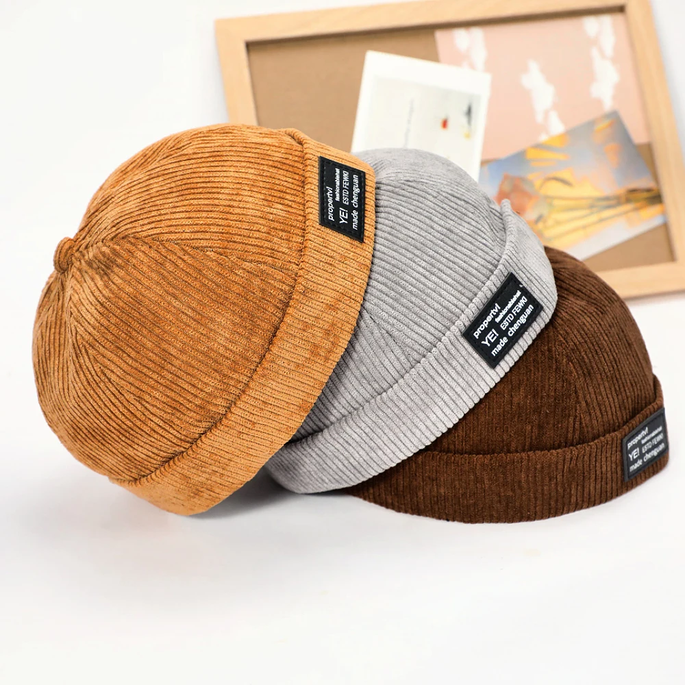 Brimless Skullies Cap Vintage Baumwolle Männer Einstellbare Vermieter Docker Cap Mehrzweck Beanie Hüte Streetwear Dome Hut Hip Hop Hüte