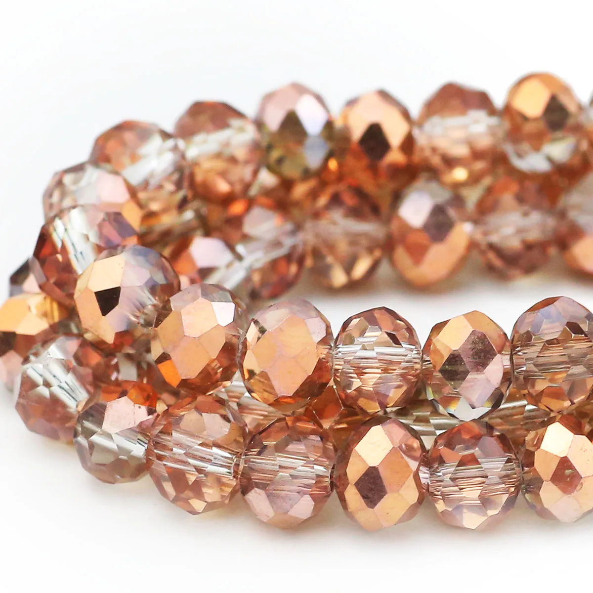 Rose Goldene Flache Facettierte Runde Transparente Glas Spacer Lose Perlen Für Schmuck Machen DIY Liebe Armbänder Zubehör 3/4/6/8MM Image