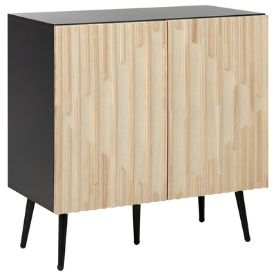 Sideboard Hellbraun u. Schwarz MDF Massivholz mit Türen Stauraum Aufbewahrung Moderner Stil für Wohnzimmer Schlafzimmer