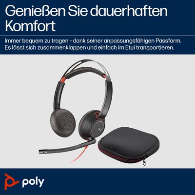 POLY On-Ear-Kopfhörer "Blackwire C5220 Stereo USB-C/A" Kopfhörer schwarz