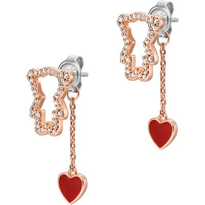 Paar Ohrstecker EMPORIO ARMANI "Schmuck Geschenk Metall Ohrringe Teddy mit Herz, EGS3163221", rot (roségoldfarben, metal