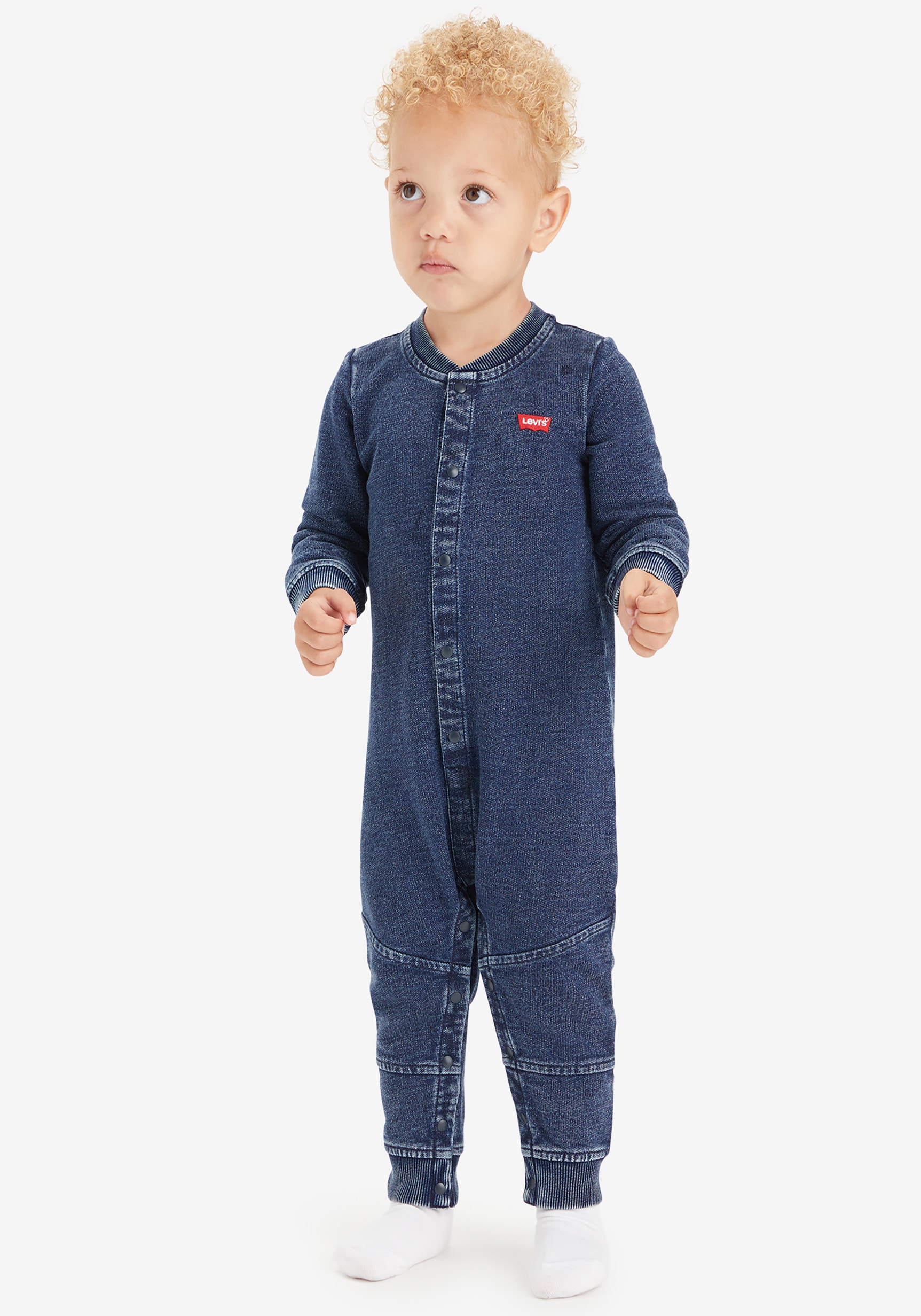 Overall LEVI'S KIDS, Jungen, Gr. 9M74, blau (out of the blau), Obermaterial: 74% Baumwolle, 26% Polyester, used, Rundhals, elastischer Bund, Overalls Image