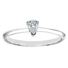 Diamant L'eternel Womens 9ct White Gold Diamond Single Stone Pear Shaped Ladies Ring - Size H | Diamant L'eternel Sale | Discount Designer Brands