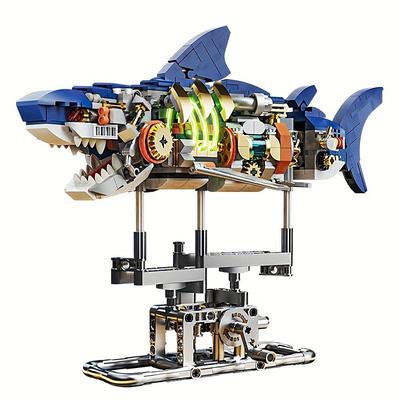 687 Pieces Shark Sea Creatures Building Set Marine Animal STEM Toys With Display Stand And Light For Crossing Sea Lovers