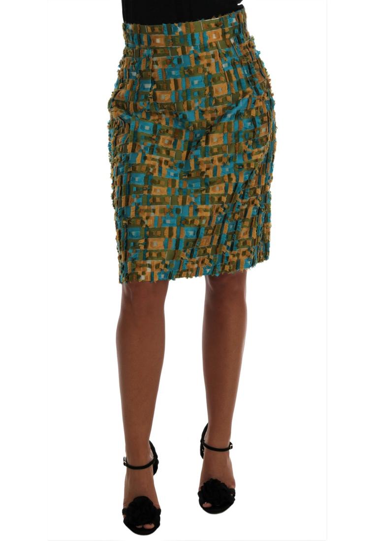 Dolce & Gabbana Damen Bunt Jacquard Gerade Bleistiftrock Image