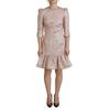 Dolce & Gabbana Damen Pink Jacquard 3/4-Ärmel Etuikleid Midi