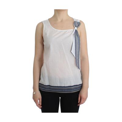 Ermanno Scervino Damen Weiße Blaue Top Bluse Tank-Shirt Ärmellos Image