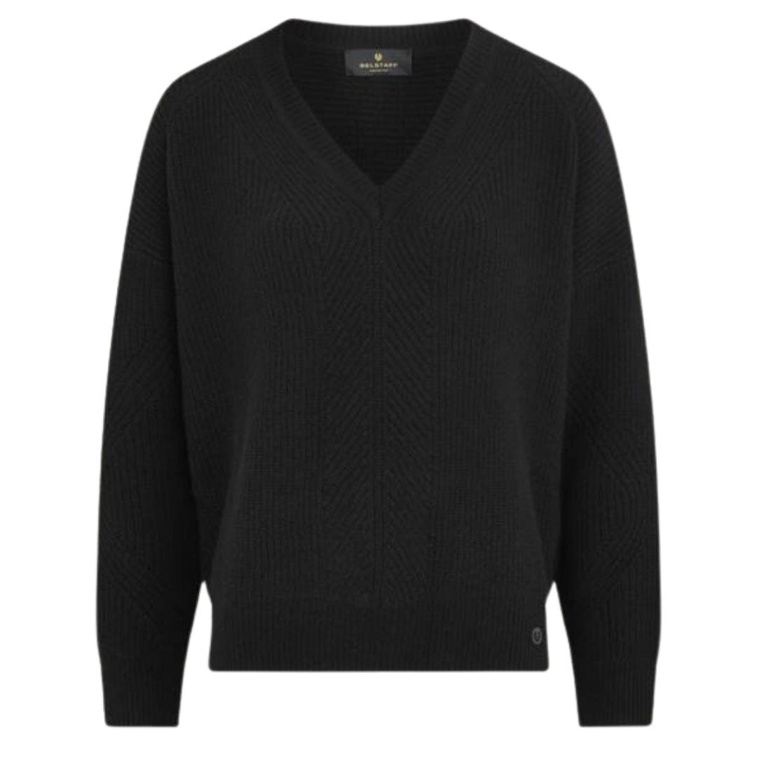 Belstaff Schwarzer Cameron-Kaschmirpullover mit V-Ausschnitt Image