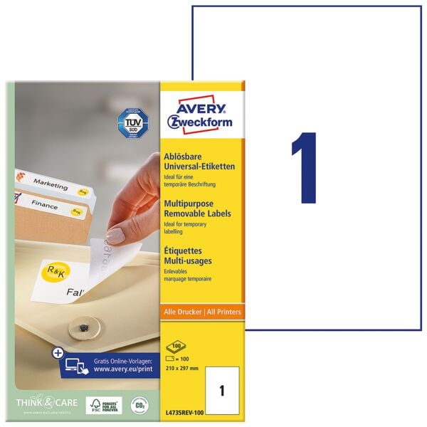 Avery Zweckform 20% AKTION: 100er-Pack Universal Klebeetiketten »L4735REV-100« Image