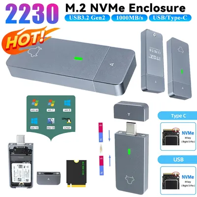 M.2 NVMe 2230 SSD Enclosure JMS583 SSD Case Adapter M.2 M Key External Hard Disk Box USB3.2 Gen2 USB