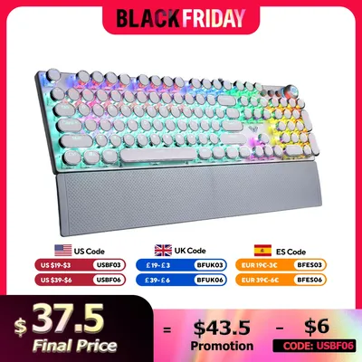 F2088 Mechanical Keyboard Round 104 keys Blue Mechanical Switch Gaming Keyboard RGB Backlit