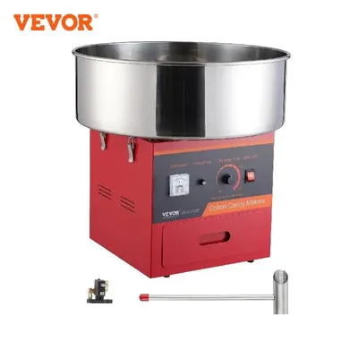 SucceBuy 1000W Electric Cotton Candy Machine Commercial Candy Floss Maker with Stainless Steel Bowl Sugar Scoop and Drawer