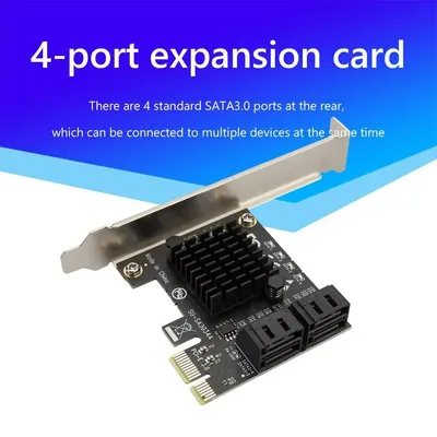 4 Port SATA III to PCIe PCI Express 3.0 X1 6Gbps Expansion Card Adapter Extension Cable Adapter Card