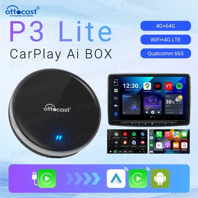 OTTOCAST OttoAiBox P3 Lite Wireless CarPlay Ai Box Android Auto Video TV Box 2024 New Car