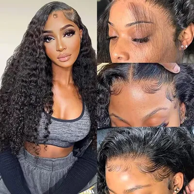 13x6 Water Wave Curly Lace Frontal Human Hair Wig 30 36 Inch Pre Plucked Deep Wave Lace Front Wigs Brazilian Water Wave Wigs