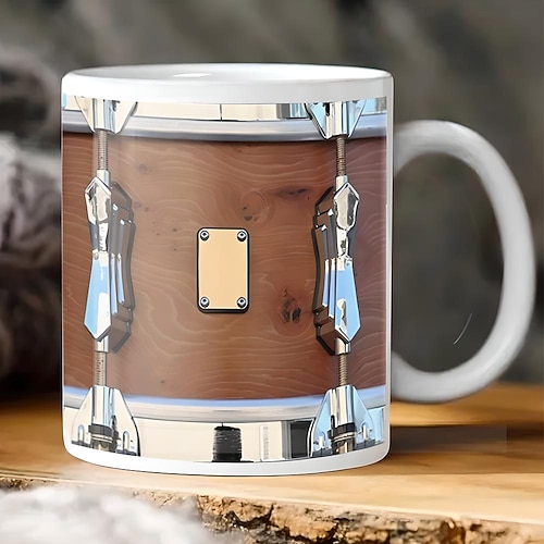 schwarzer Vintage-Trommelbecher, lustige Trommelgeschenke, Weihnachtsgeschenk für Schlagzeuger, Trommelkaffeetasse, Trommelvater, Trommelbruder-Bechergeschenke, Trommeln 11oz Image