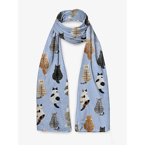 Süßer beigefarbener Damenschal mit Katzenmuster – gemütliches und stylisches Winteraccessoire Image