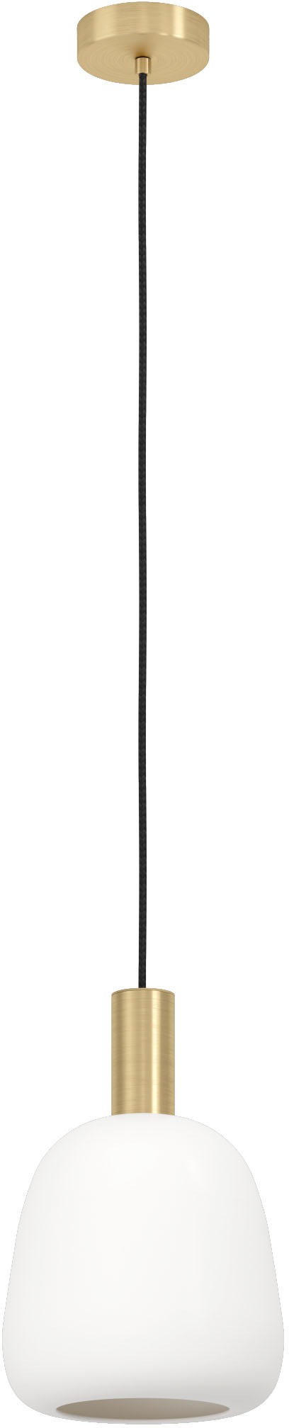 EGLO Hängeleuchte "MANZANARES Pendellampe, Stahl und Glas, E27, Esstischlampe, Lampe", gold (messingfarben, goldfarben), Ø 22,5cm H: 110cm, 1 Stk., Leuchten, Hängelampe, H110 x Ø22,5 cm, messing-gebürstet, gold, 1X40W exkl., Hängeleuchte