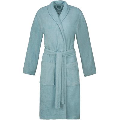Unisex-Bademantel ESPRIT "Mono, ideal für Sauna & Spa, Hotelbademantel, Morgenmantel" Gr. M, blau (cosmos), L:106cm in Gr. M, Webfrottier, Hausmäntel, mit Schalkragen & Logostickerei Image