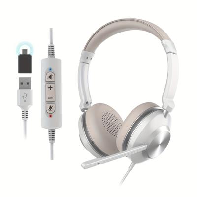 TEMU Vonztek Wired Usb Headset With Microphone - Noise-canceling, Inline Controls & Mute Button For Pc/office/teams - Includes Usb-c Adapter, Vonztek