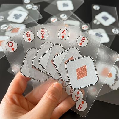 TEMU Waterproof Transparent Plastic Playing Cards - 2-deck Set, Design For Adults, Pvc Material, Board Game And Games, Suitable For 14+ Image