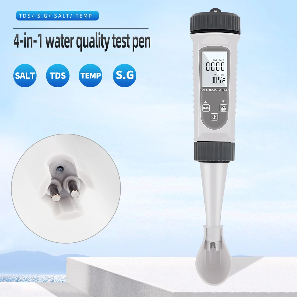 4 in 1 tds meter wasser salz konzentration salz tds ec temp meter digitaler wasser qualitäts tester für pool aquarien Image