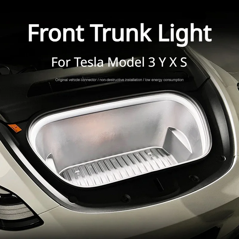 Für Tesla Model 3 Y X S Vorderkofferraum-Beleuchtung LED-Streifen Atmosphärenlampen Frunk-Licht Dekorative Warmweiße Beleuchtung