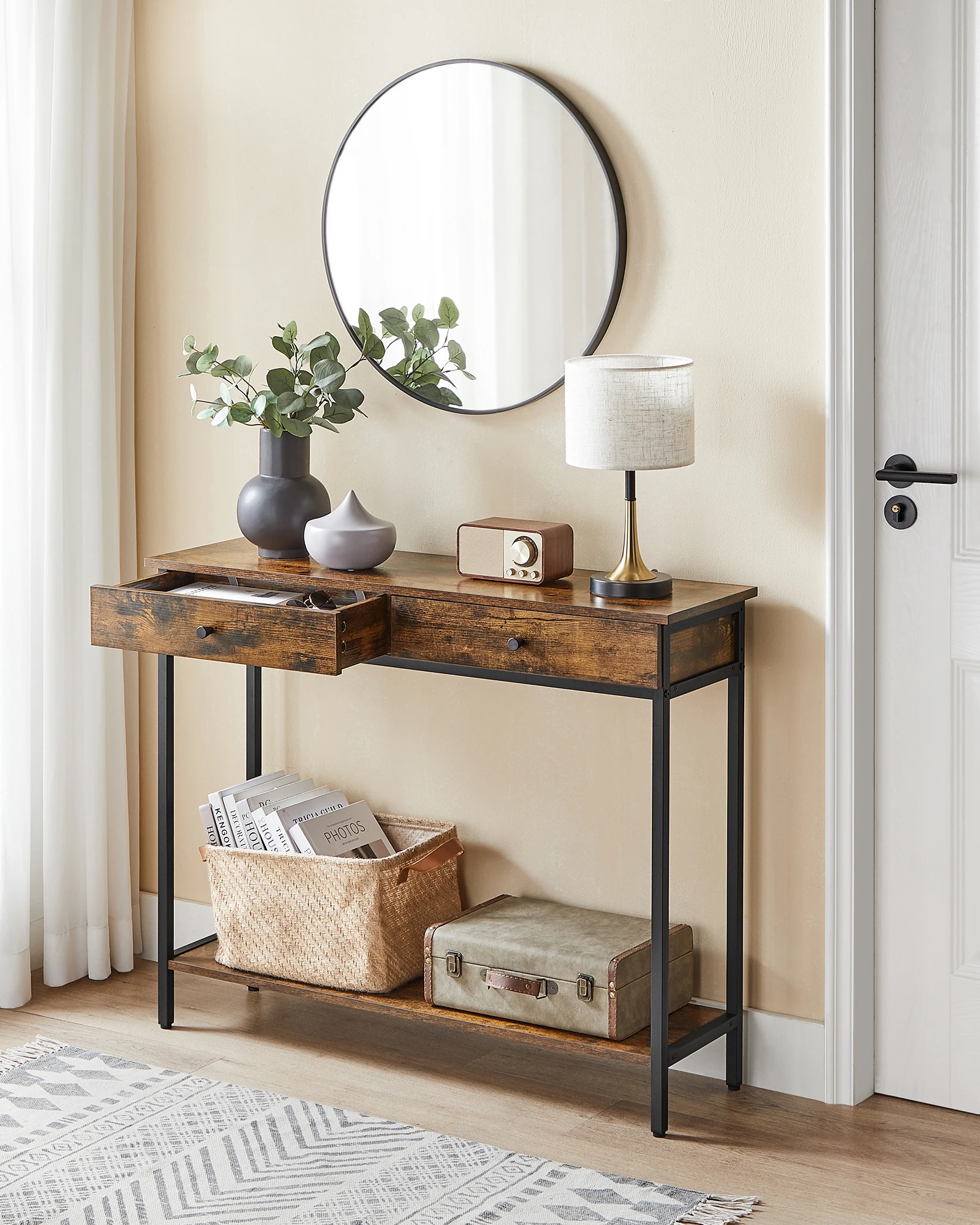 VASAGLE Konsolentisch, Flurtisch, Beistelltisch, Sofatisch mit 2 Schubladen Image