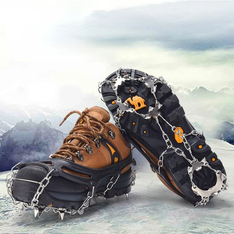 1 Paar 19 Nieten Anti-Rutsch-Schnee Eis greifer Kletter schuh Spikes Griffe Stollen Übers chuhe Steigeisen Spike Schuhe Steigeisen m/l/xl