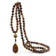Vintage Uomo 108 Mala Perline Collane 6mm Occhio di tigre naturale Pietra Onice Perline Collana di preghiera Ciondolo goccia Donna Yoga Gioielli regalo