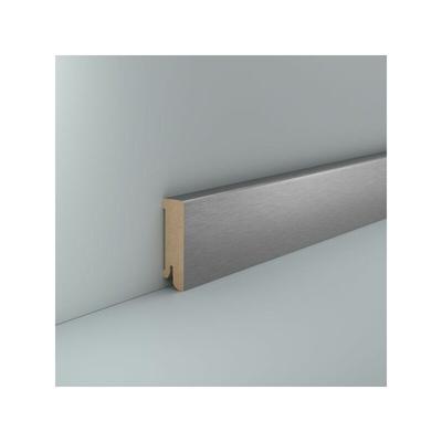 Sparpaket - 4 x Sockelleiste mdf 16x58 Modern Foliert Edelstahl Optik Fußleiste Laminat