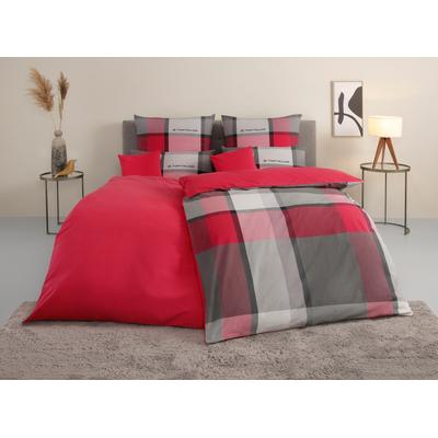 Bettwäsche TOM TAILOR HOME "Lenny", rot (rot, grau), B/L: 135cm x 200cm, , Renforcé, B/L: 80cm x 80cm, Renforcu00e9, Obermaterial: 100% Baumwolle, Bettwäsche, mit GRATIS-Zugabe: Kissenhülle, in Biber und Renforcé erhältlich Image
